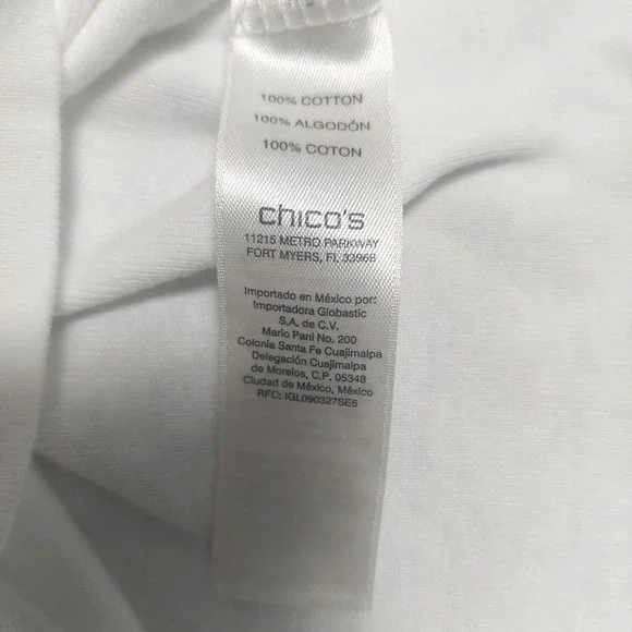 Chico's Womens 2 (US12) White Pullover Tee Top Short Sleeves Round Neck Cotton - Picture 6 of 7